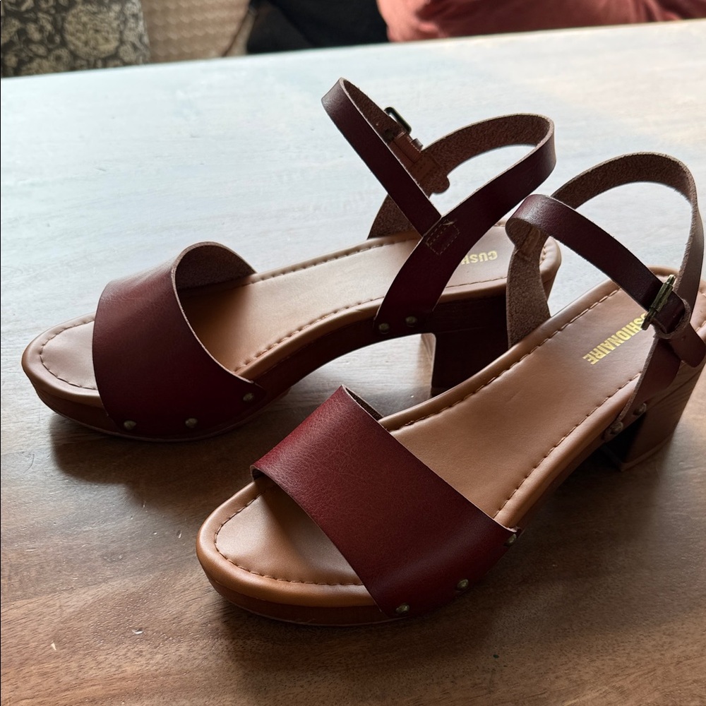 Elegant Burgundy Faux Leather Sandals